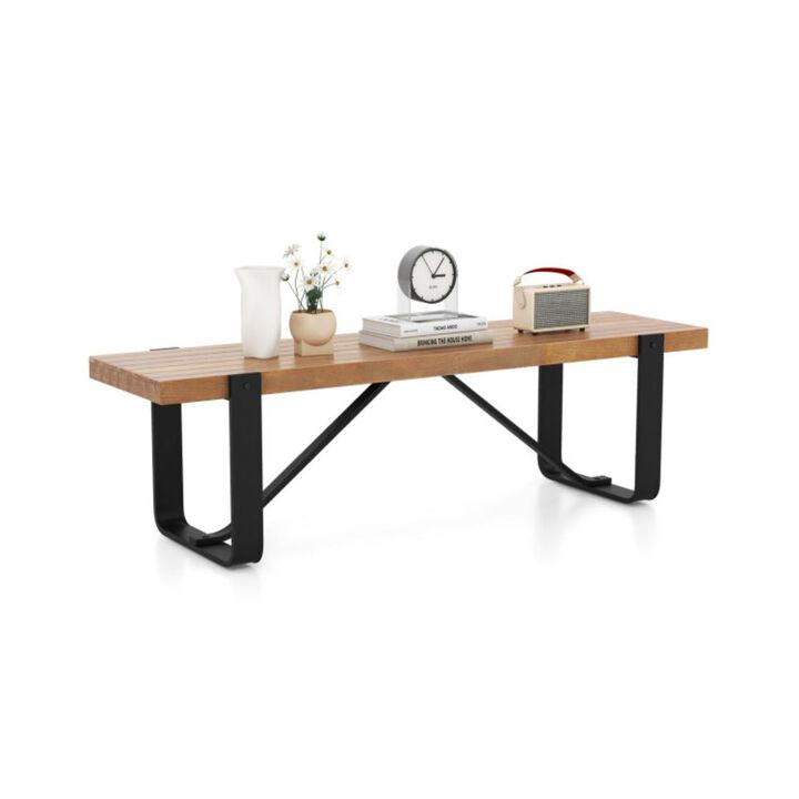 Hivvago 60 Inch Entryway Bench Rustic Farmhouse Wooden Shoe Rack with Metal Frame