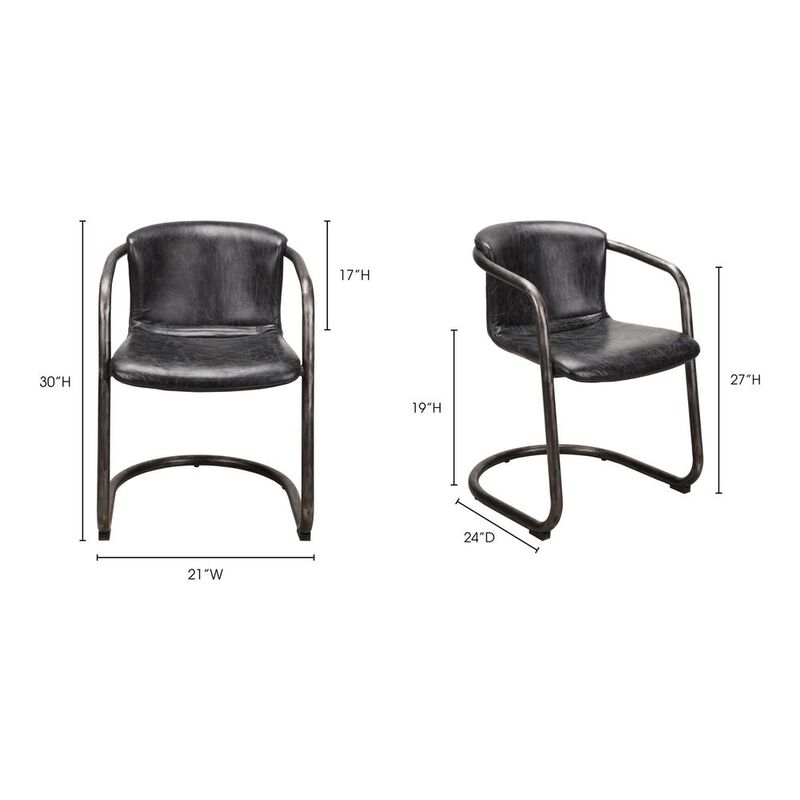 Moe's Home Collection Freeman Dining Chair Antique Black-Set Of Two
