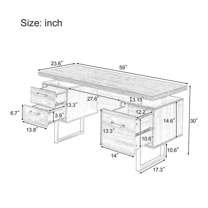 Merax Writing Study Desk with Drawers
