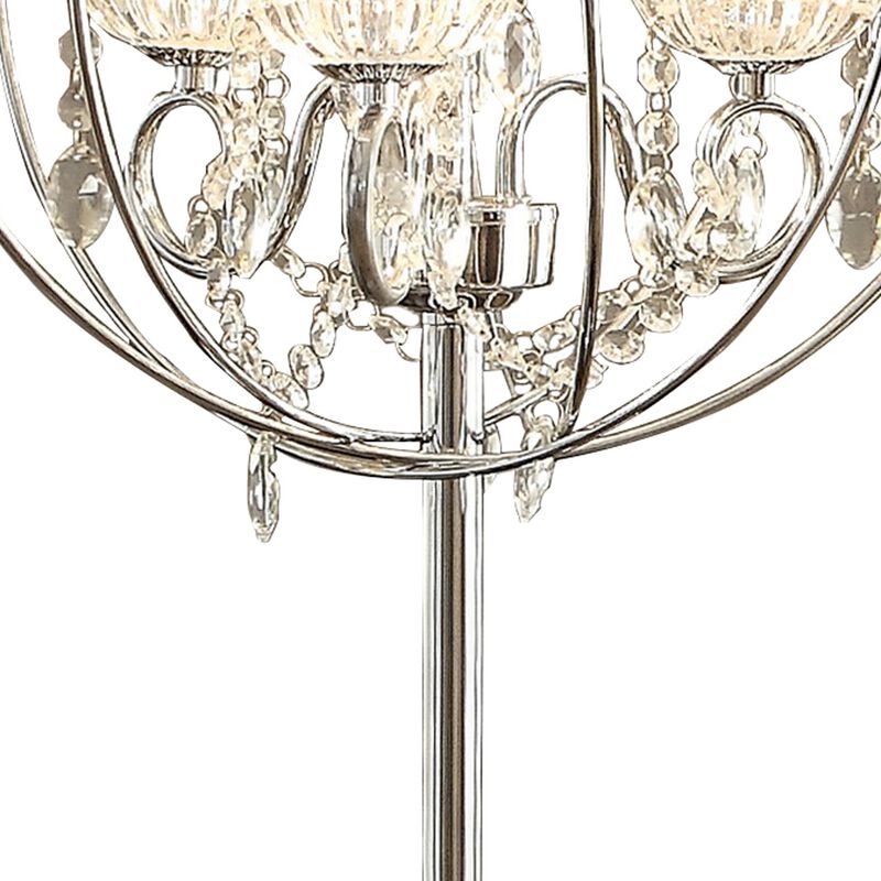 Shine 31 Inch Table Lamp, Chandelier Style, Crystal and Metal, Chrome-Benzara