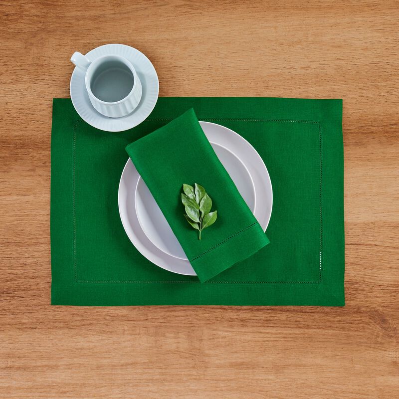 Solino Home 100% Pure Linen Dinner Napkins 20 x 20 Inch Set of 4 | Classic Hemstitch