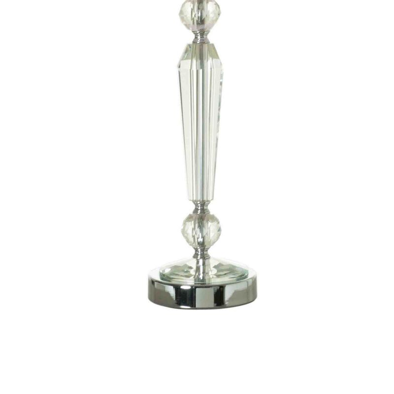 24 Inch Table Lamp Set of 2 with Glass Stands, Metal Base, Clear Finish-Benzara