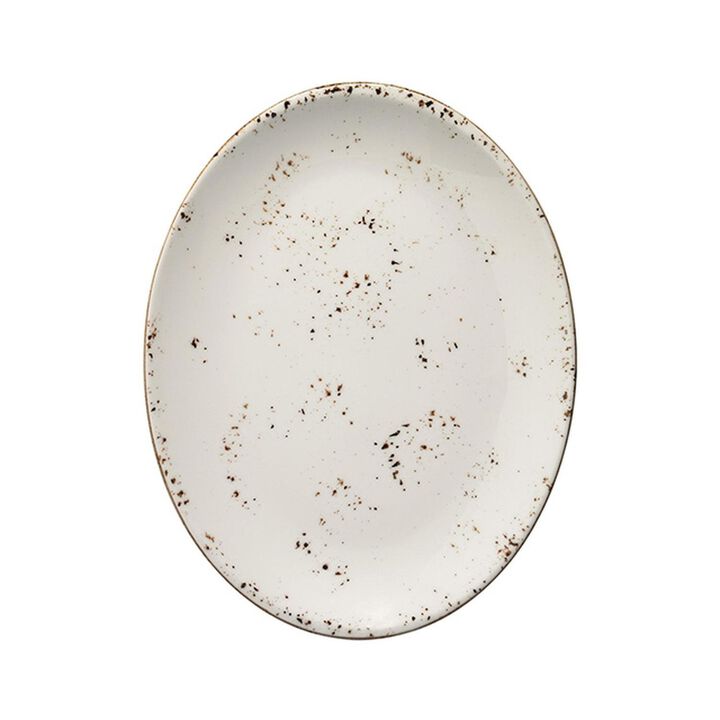Grain 12.25" x 9.5" x h:1" Oval Decorated Porcelain Platter