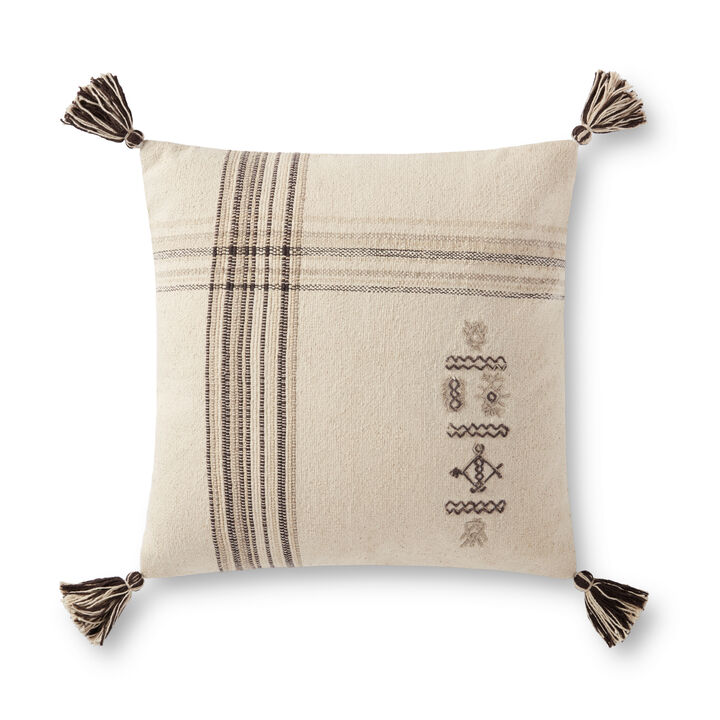 P0929 Natural/Charcoal 18"x18" Poly Pillow