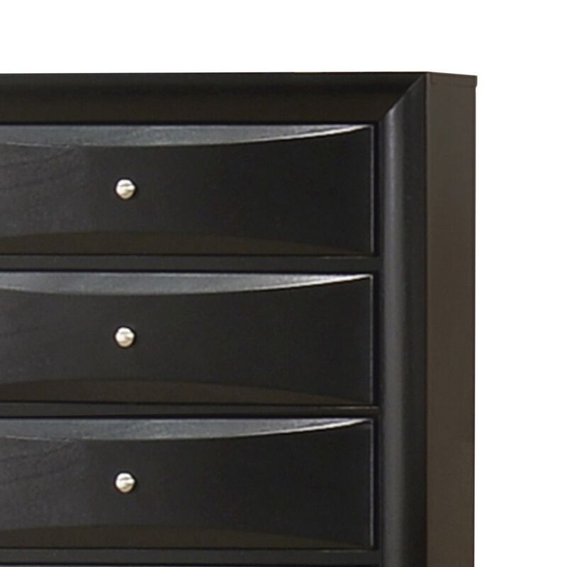 Ica 49 Inch Tall Dresser Chest, 5 Chambered Drawers, Felt Lined, Black - Benzara