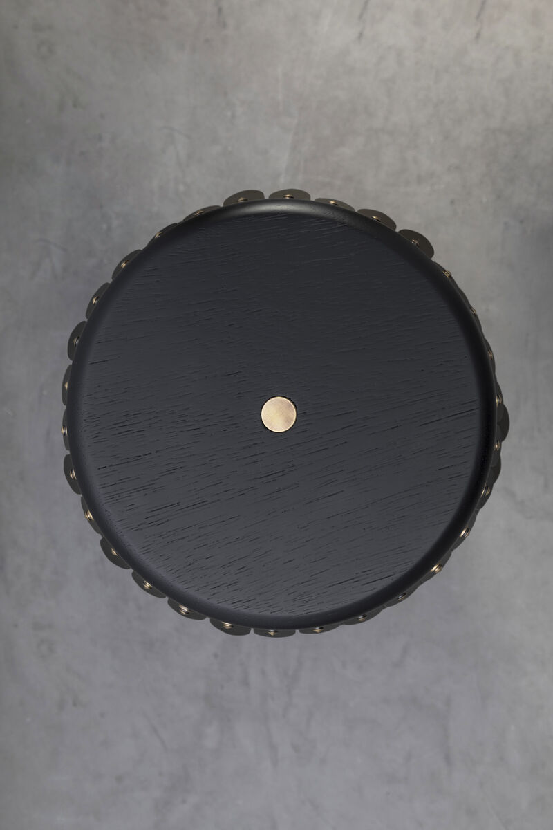 SITIERA_01 Solid Wood Stool, with Stainless Steel Accents by ANDEAN, In Stock