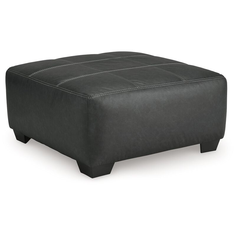 Burt Oversized Accent Ottoman, Dark Graphite Gray Polyester, 40 Inch - Benzara
