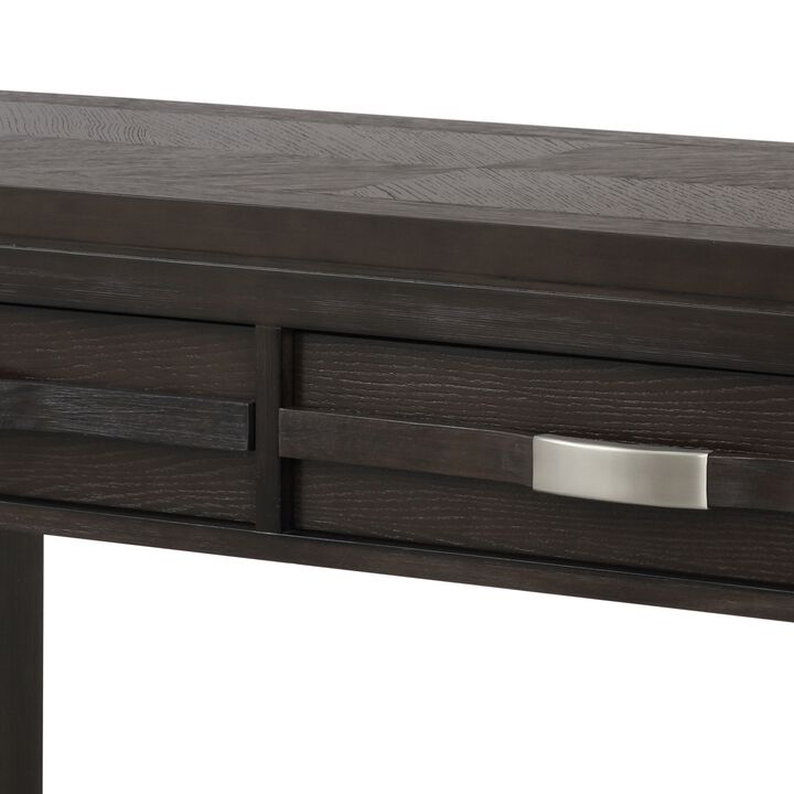 Joni 48 Inch Side Console Table, Acacia Wood, 2 Drawer, 1 Shelf, Espresso-Benzara