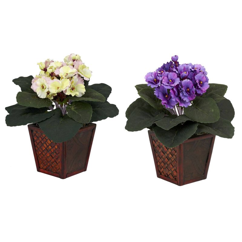 Nearly Natural African Violet w/Vase