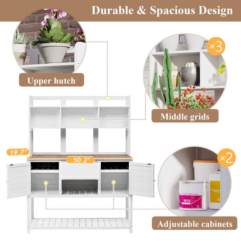 Merax Solid Fir Wood Potting Bench Garden Workstation