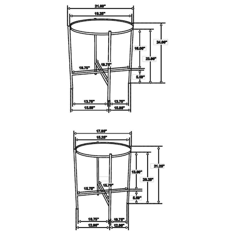 2 Piece Round Nesting Tables, Gold Iron, Modern Mango Wood, Warm Brown - Benzara