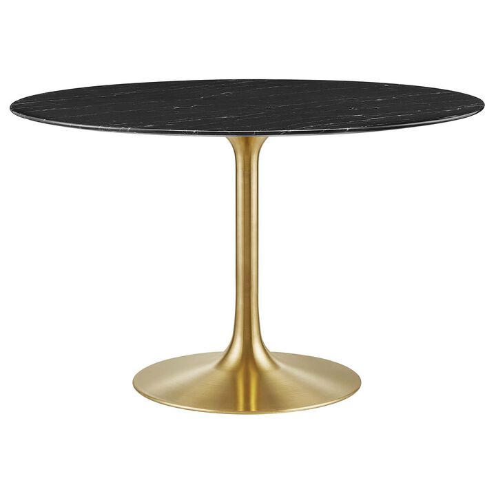 Modway - Lippa 48" Round Artificial Marble Dining Table Gold Black