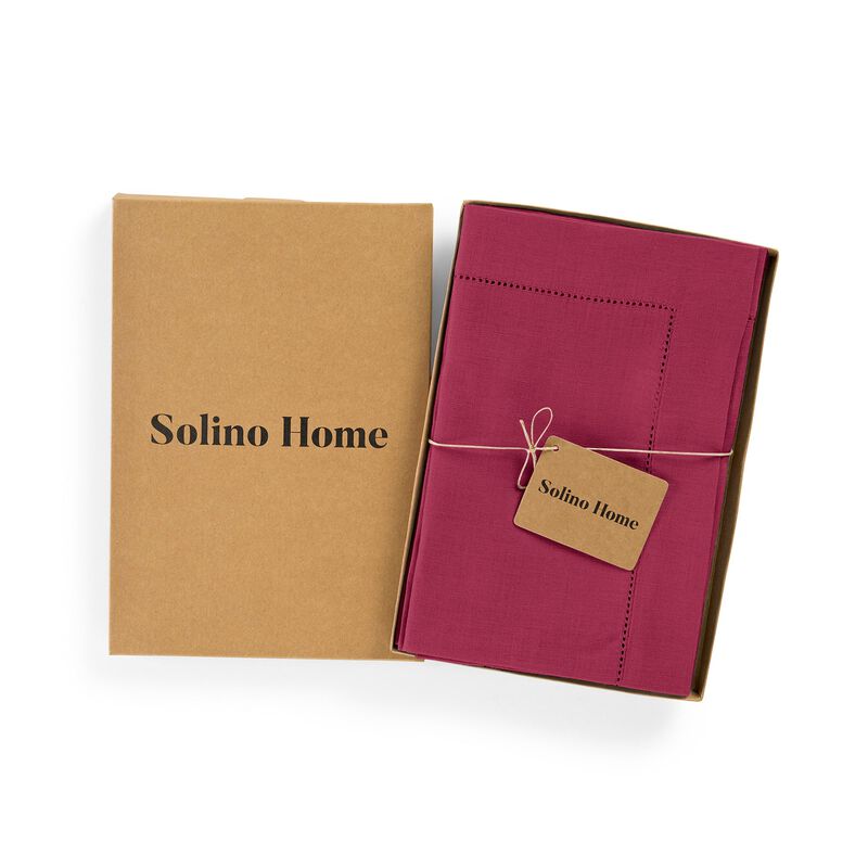 Solino Home 100% Pure Linen Dinner Napkins 20 x 20 Inch Set of 4 | Classic Hemstitch