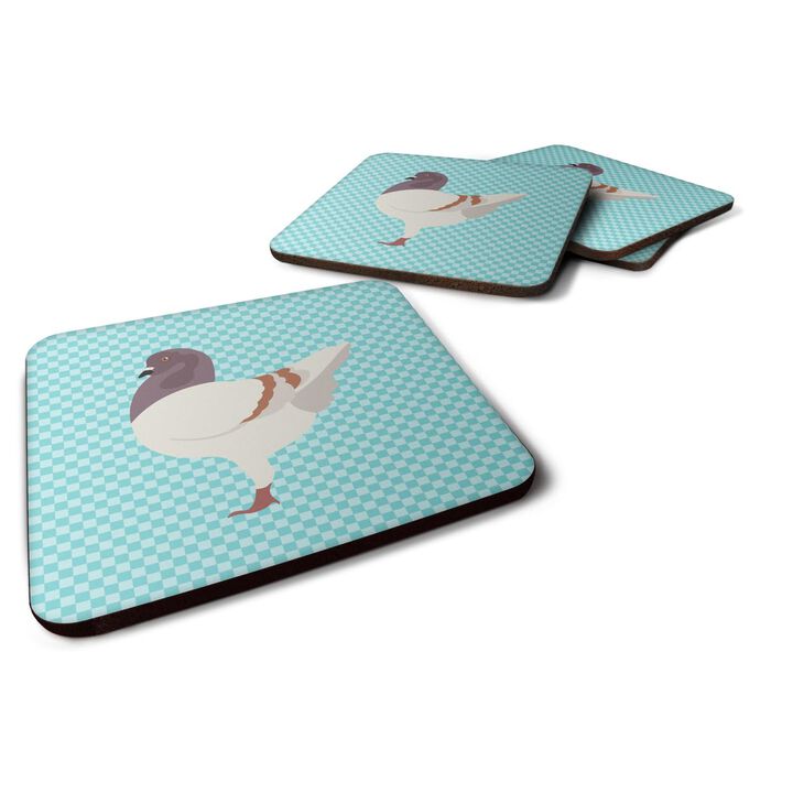 Caroline's Treasures German Modena Pigeon Blue Check Decorative Coasters, 3.5, Multicolor