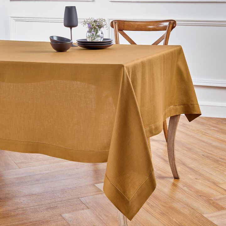 Solino Home 100% Pure Linen Tablecloth | Classic Hemstitch