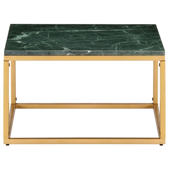 vidaXL Coffee Table Green 23.6"x23.6"x13.8" Real Stone with Marble Texture