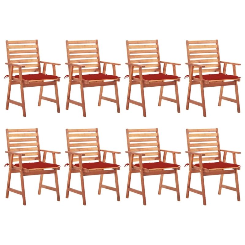 vidaXL Patio Dining Chairs 8 pcs with Cushions Solid Acacia Wood