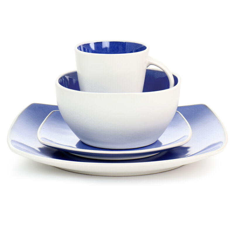 Gibson Elite Soho Lounge 16 Piece Stoneware Dinnerware Set in Cobalt