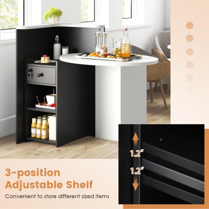 Hivvago Reception Office Desk with Open Shelf and Lockable Drawer
