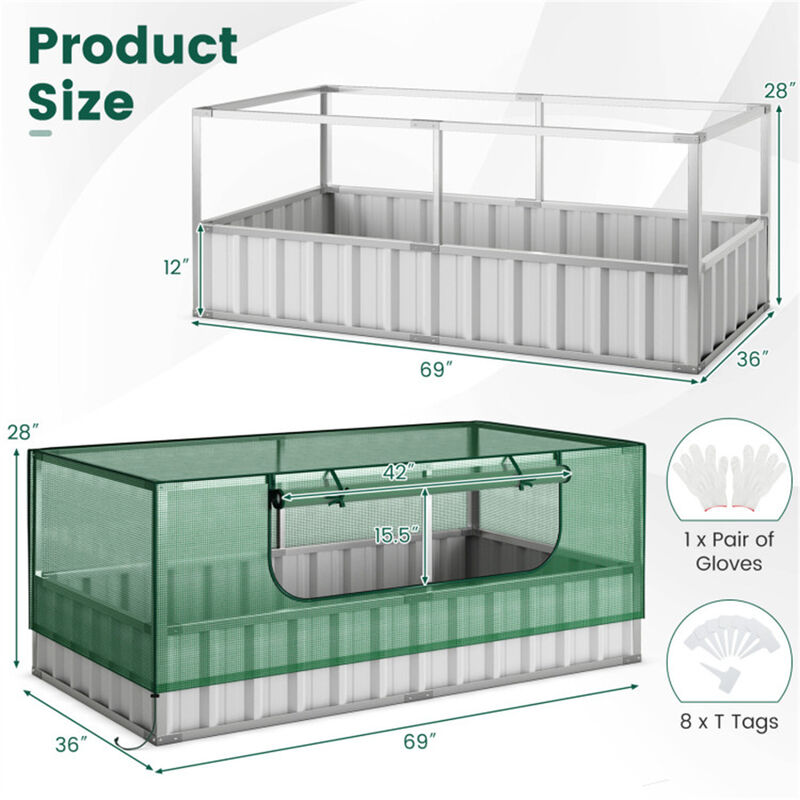 Mini Greenhouse Garden Bed Compact Raised Planter with Protective Cover for Outdoor Gardening