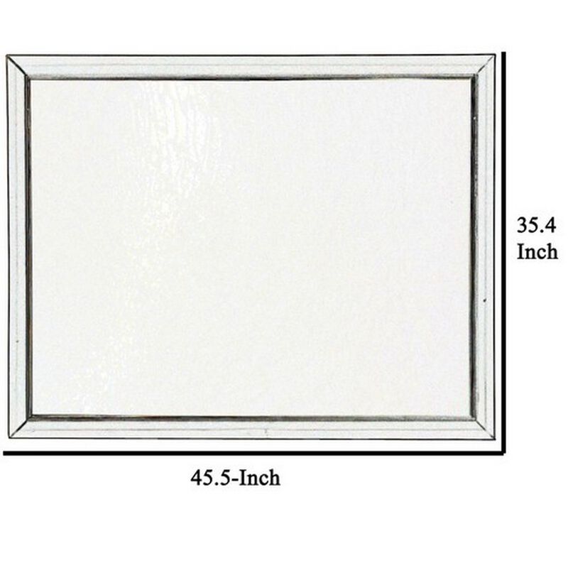 Rectangular Wood Encased Dresser Top Mirror, Champagne Silver-Benzara
