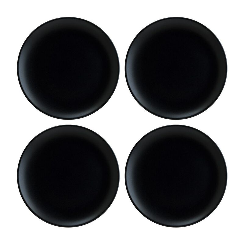 Notte dia.10.5" Round Black Porcelain Plate (Set of 4)
