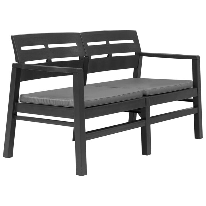 vidaXL 2-Seater Garden Bench with Cushions 52.4" Plastic Anthracite