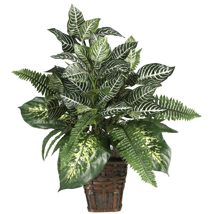 Hivvago Mixed Greens w/Wicker Silk Plant