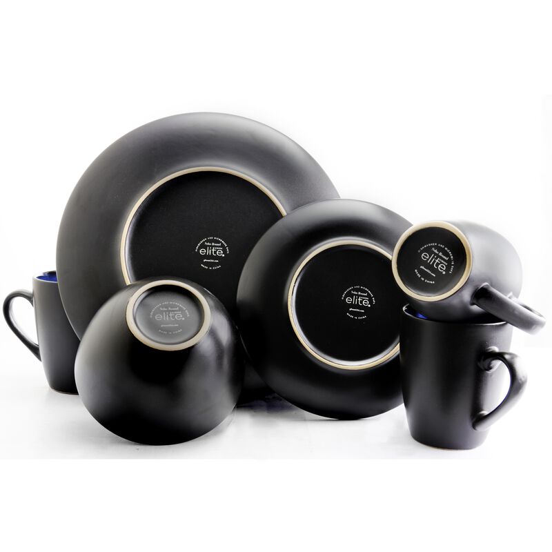 Gibson Elite Soho Lounge Round 16-Piece Dinnerware Set, Blue