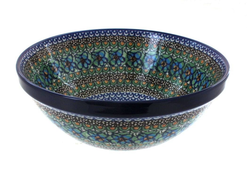 Blue Rose Polish Pottery Hummingbird Medium Serving Bowl