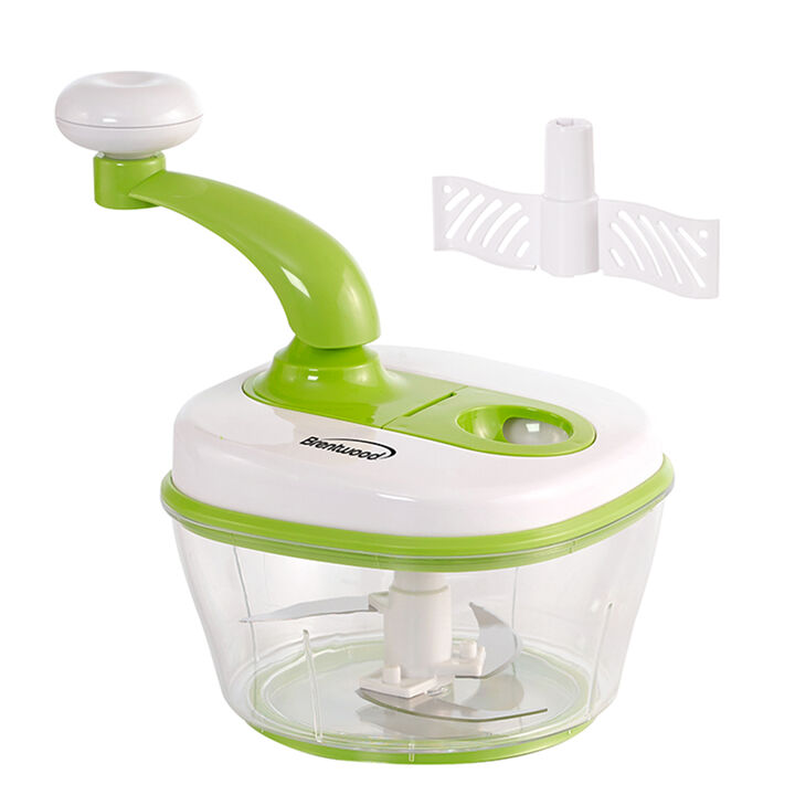 Brentwood 8 Cup Hand Crank Food Processor with Stainless Steel Blades and Paddle Mixer in Green Brentwood 8 Cup Hand Crank Food Processor with Stainless Steel Blades and Paddle Mixer in Green