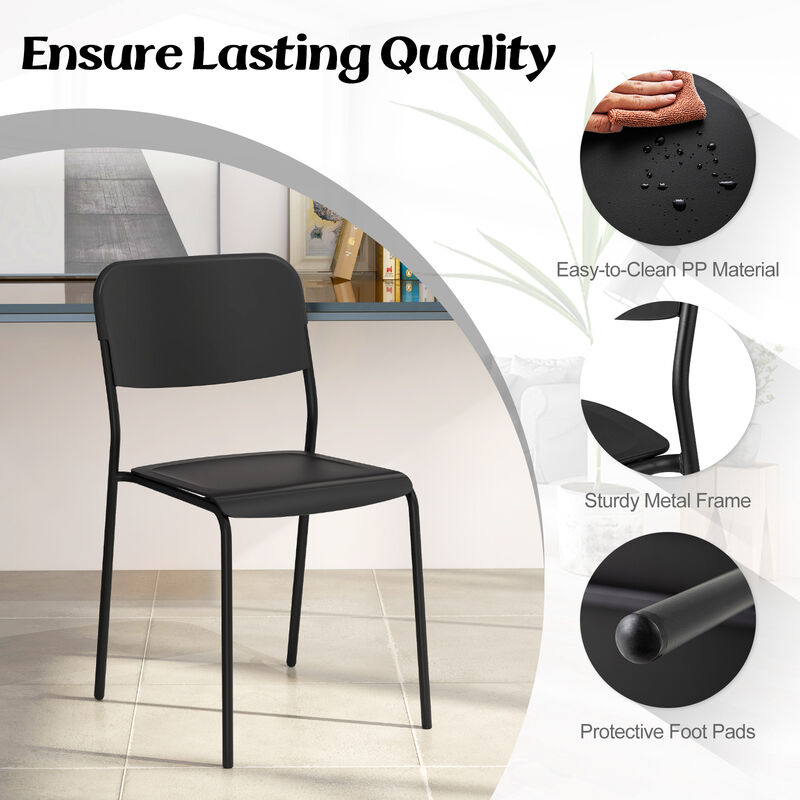 Modern Dining Chairs Set of 4 with Tilted Backrest and Sturdy Metal Legs