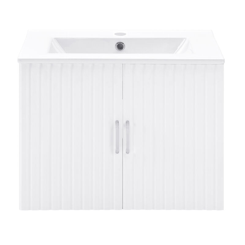 17.72 in. W x 23.62 in. D x 18.7 in. H Single Sink Bath Vanity with Pulls with White Ceramic Top