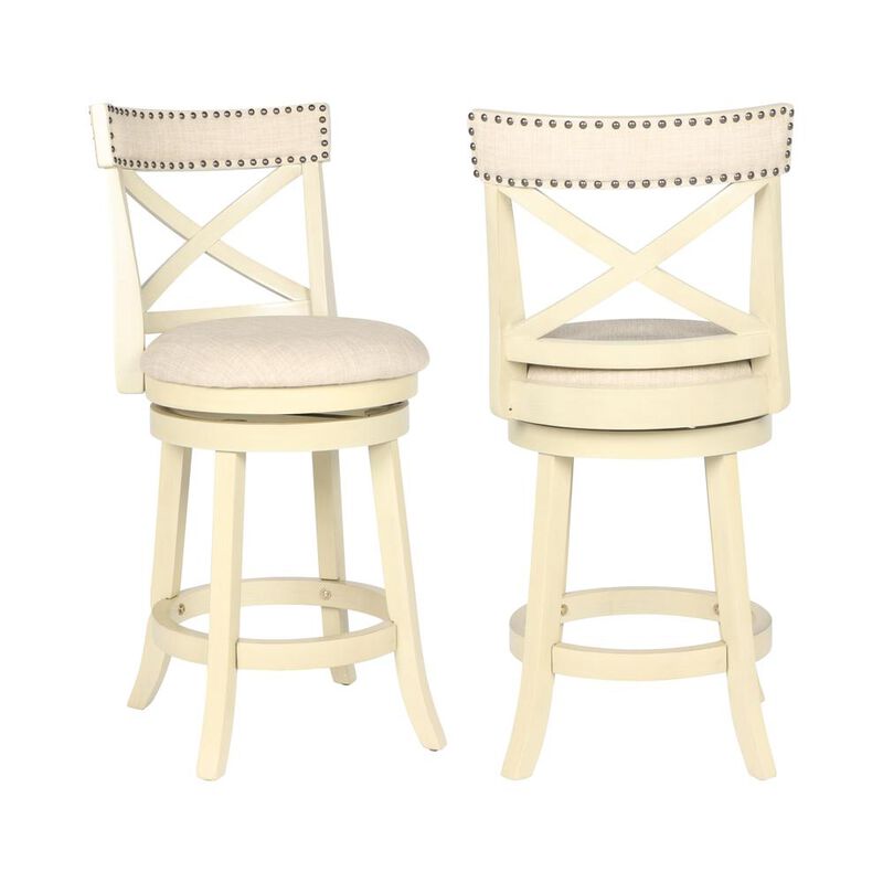 New Classic Furniture York White Solid Wood Swivel Counter Stool (Set of 2)