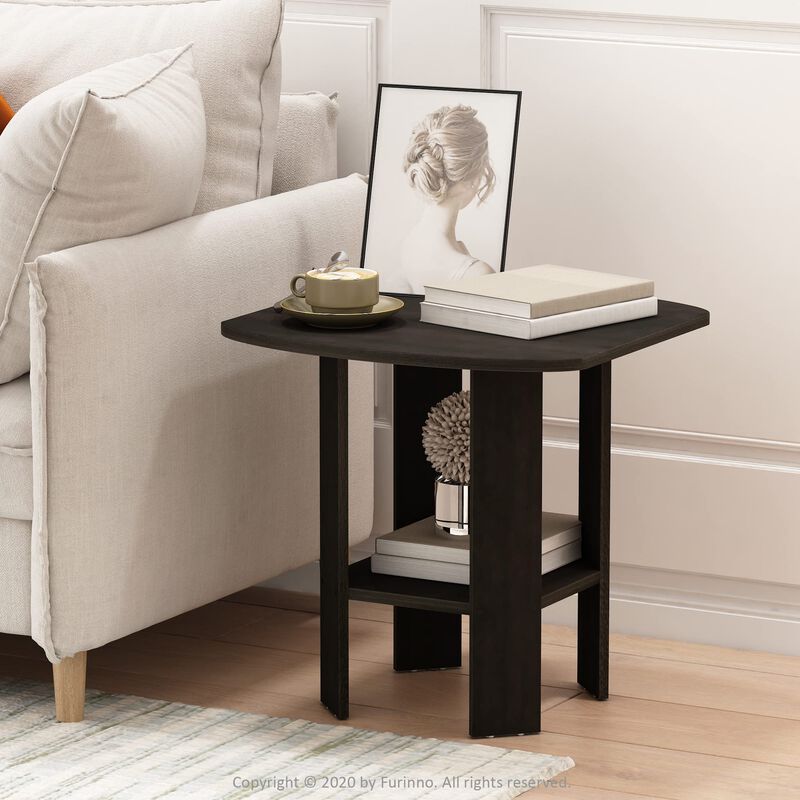 FurinnoFURINNO Simple Design End Table, 2-Pack, Espresso