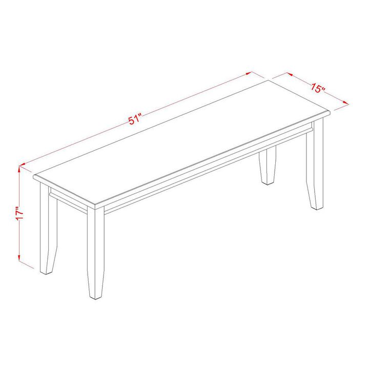 East West Furniture Dudley  Dining  Bench  with  Wood  Seat  in  Black  Finish