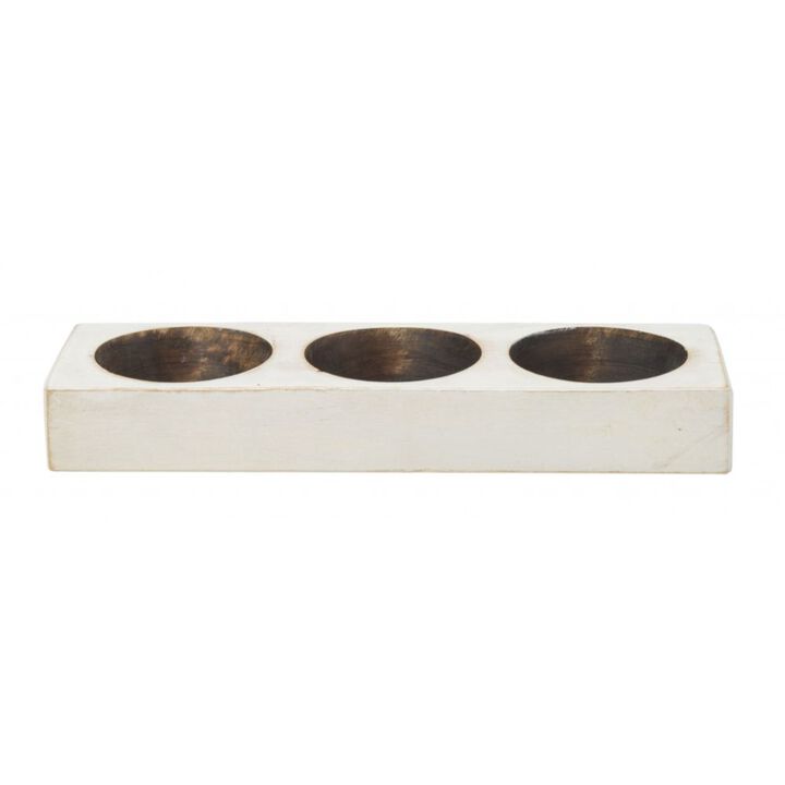 Hivvago Distressed White 3 Hole Cheese Mold Candle Holder