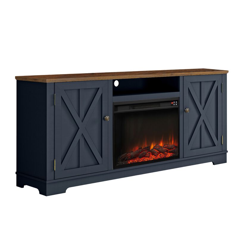 FESTIVO 70" Farmhouse TV Stand Console for TVs up to 75 inch w/ Fireplace