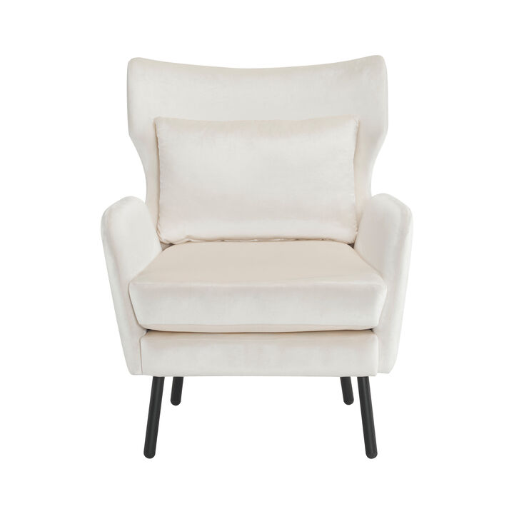 Merax Wing Back Velvet Accent Chair with Metal Legs