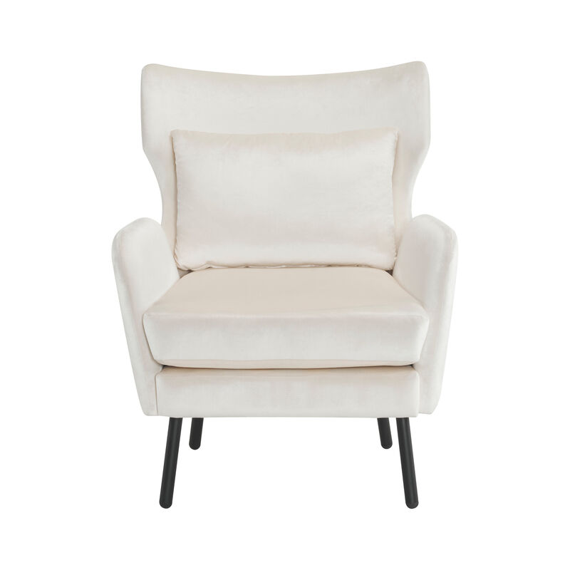 Merax Wing Back Velvet Accent Chair with Metal Legs