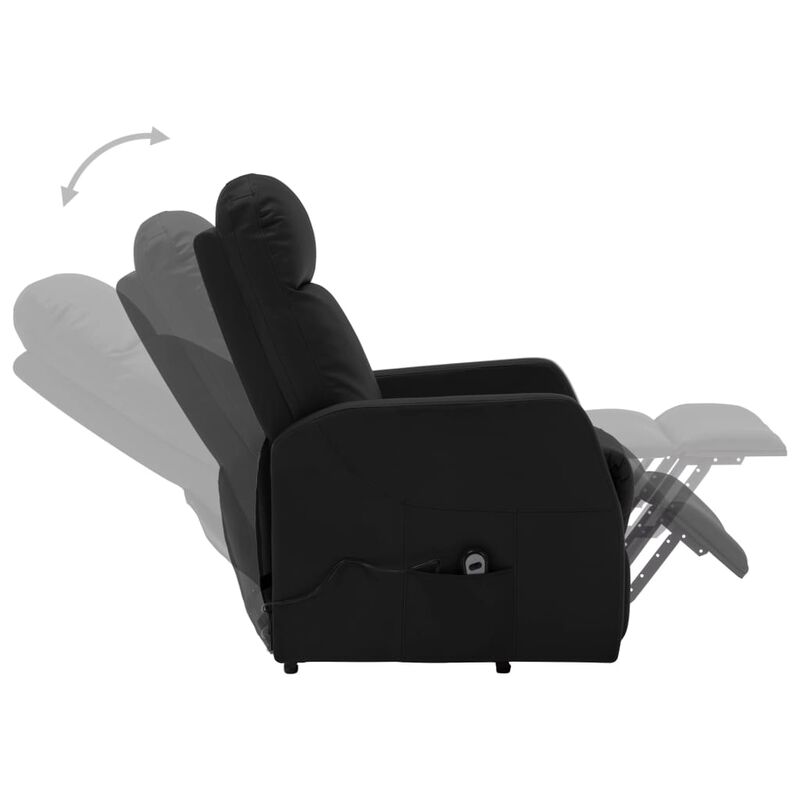 Power Lift Massage Recliner Black Faux Leather