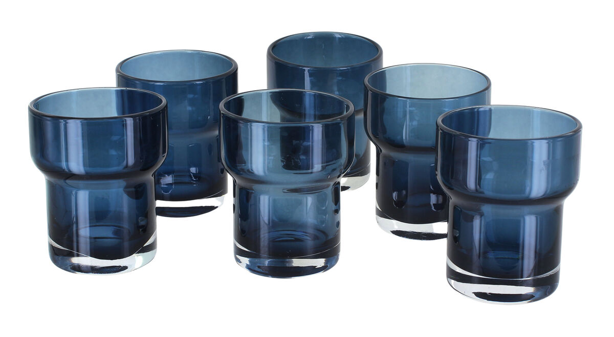 Blue Rose Polish Pottery Navy Craft Beer Glass - Set of 6
