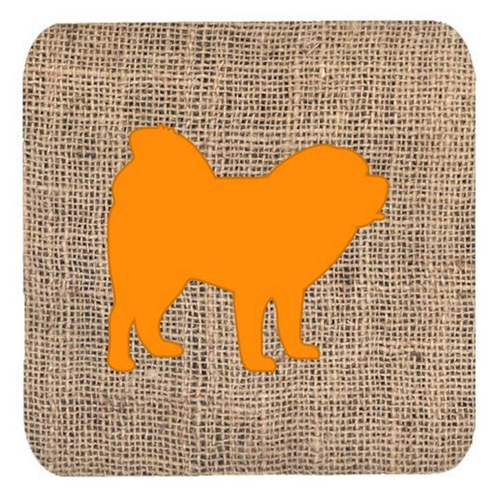 Caroline's Treasures BB1106-BL-OR-FC Chow Chow Burlap and Orange Foam Coasters (Set of 4), 3.5 H x 3.5 W, Multicolor