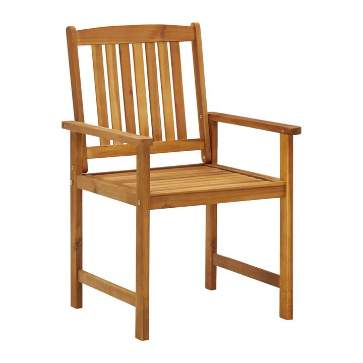 Blaire Outdoor Chair Set of 2, Green Fabric, Brown Solid Acacia Wood - Benzara