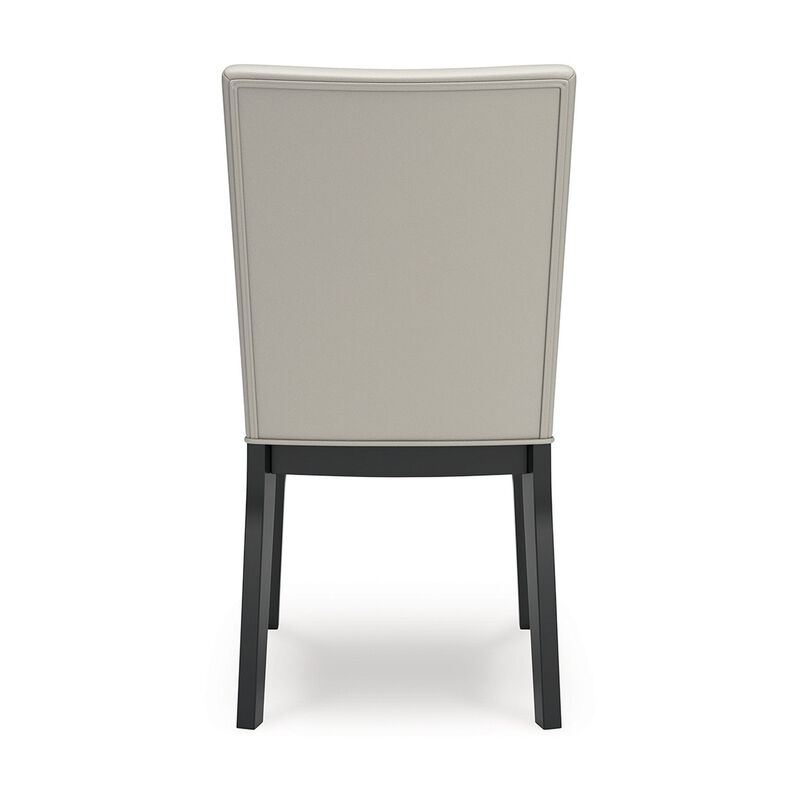 Inari Dining Side Chair Set of 2, Black Legs, Light Gray Faux Leather - Benzara