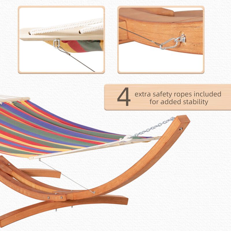 Colorful Relaxation: 154" Wooden Arch Hammock with Stand