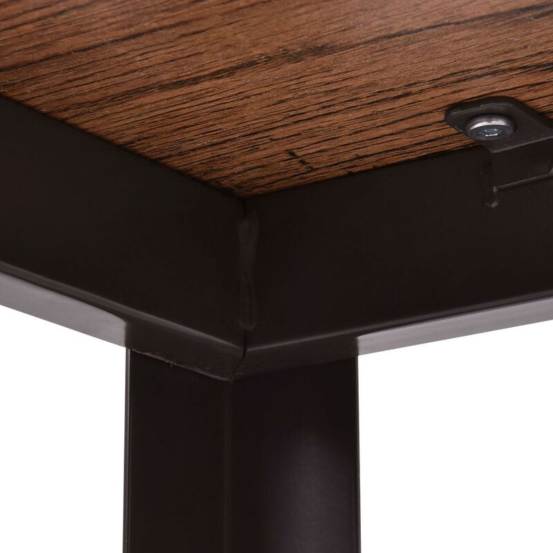 Hivvago Industrial Modern Steel Frame Wood Top Computer Desk with Locking Wheels