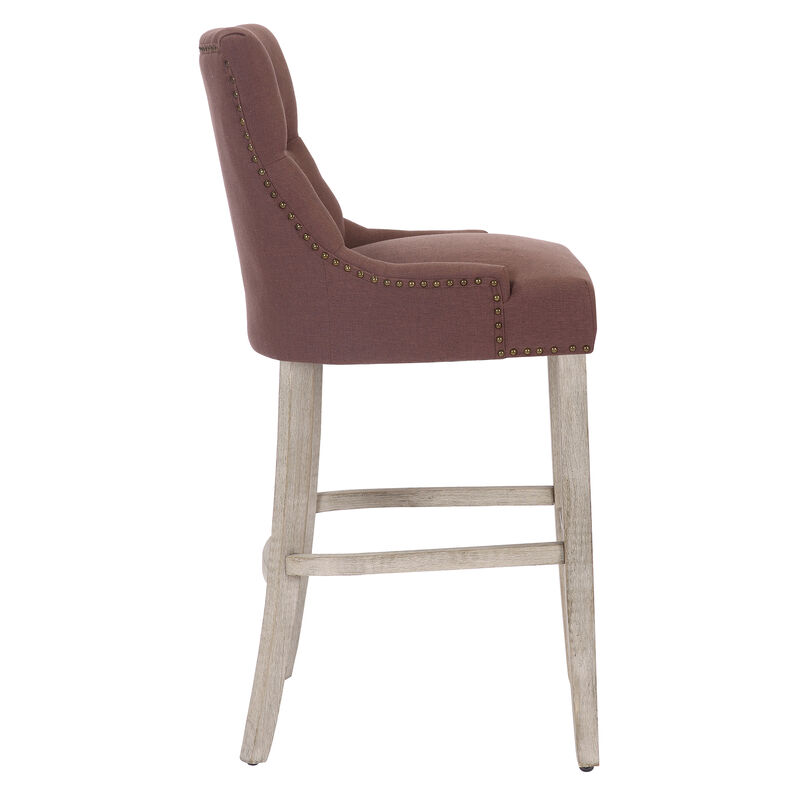 WestinTrends 29" Linen Fabric Tufted Upholstered Bar Stool, Antique Grey
