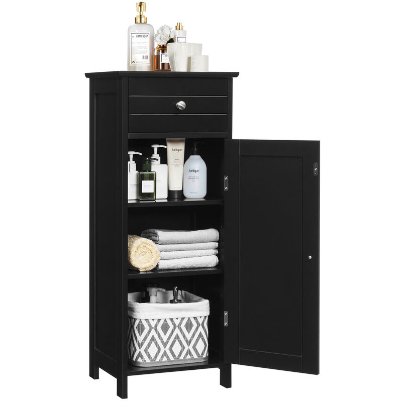 Costway Bathroom Storage Floor Cabinet Organizer Free-Standing w/ Drawer Grey