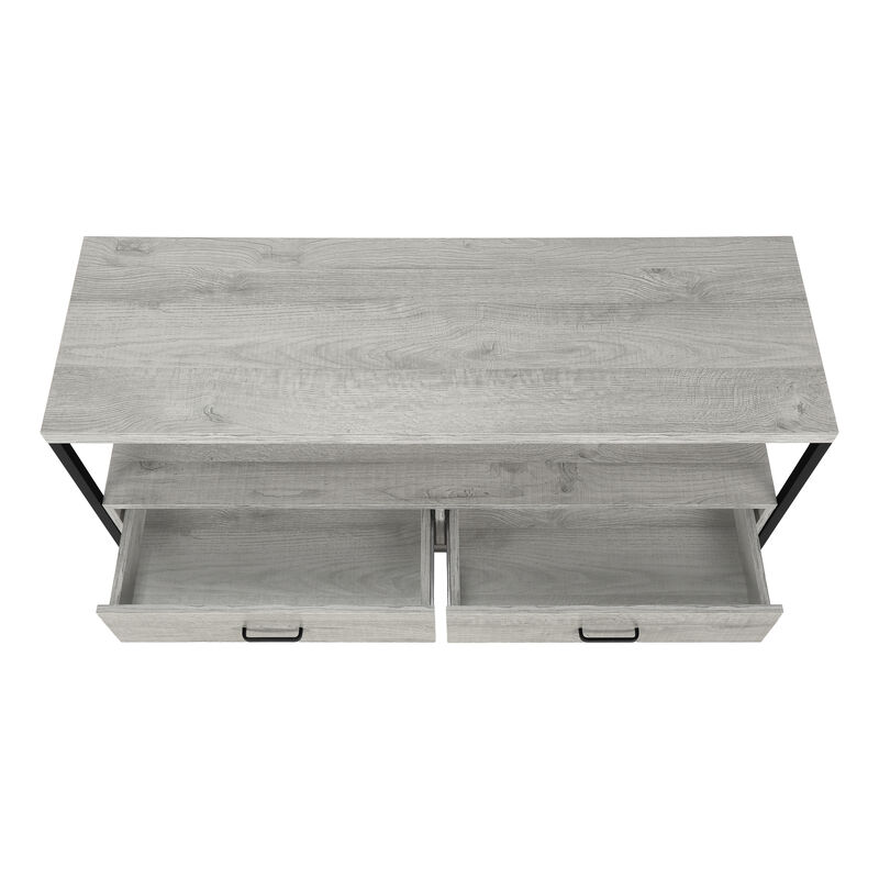 Monarch Specialties I 2871 Tv Stand, 48 Inch, Console, Media Entertainment Center, Storage Drawers, Living Room, Bedroom, Laminate, Metal, Grey, Black, Contemporary, Modern
